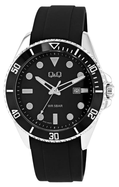 Q&Q Herenhorloge roestvrij staal zilverkleurig, datumaanduiding