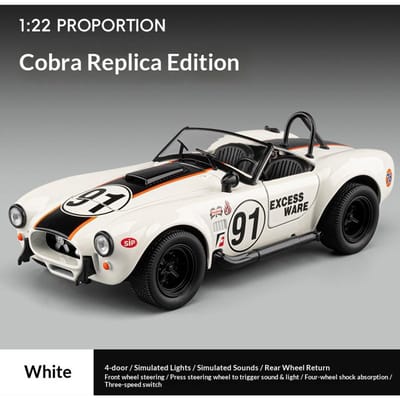 Shelby Cobra Replica Legering Auto Model 1:24 Omvormbare Retro Collectie Klassieke Auto Speelgoedauto Jongen Vakantie Verjaardagscadeau