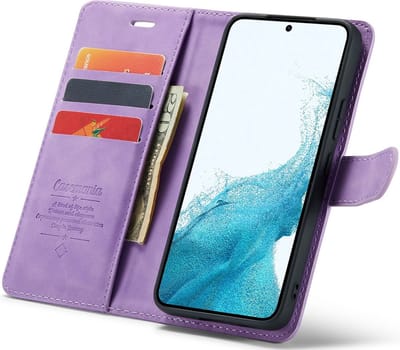 CaseMania Bookcase hoesje geschikt voor Samsung Galaxy A15 - Effen Lila - Kunstleer - 2-in-1 Magnetisch Uitneembaar Design