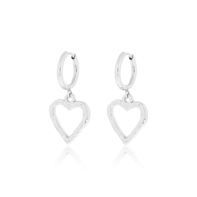 Silver coloured earrings with heart