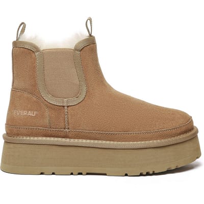 EVER AU Dames Leren Plateaulaarzen Chelsea-Stijl - Shoveler