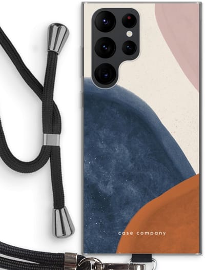 Case Company® - Hoesje met koord geschikt voor Samsung Galaxy S22 Ultra hoesje met Koord - Geo #1 - Telefoonhoesje met Zwart Koord - Bescherming aan alle Kanten en Over de Schermrand