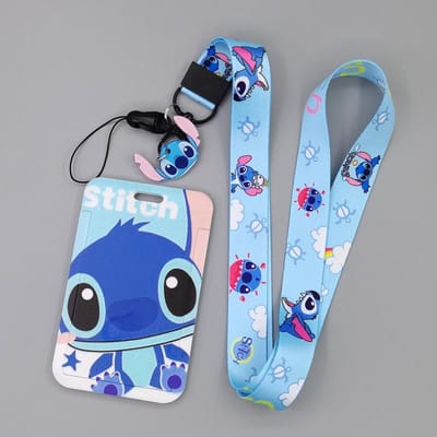 Nieuwste Stitch Kaarthouder Anti-verlies Cartoon Nekband Kaarthouder en Meisjes Speelgoed Lanyard Badgeclip Cadeau, geweldig voor dagelijks gebruik -A4489