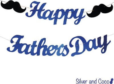 SilverAndCoco® - Vaderdag Versiering Slinger | Verjaardag Decoratie Vlaggenlijn Pakket | Helium Party Feest Slingers Cadeau voor - Vader / Dad / Liefste Papa - Snor