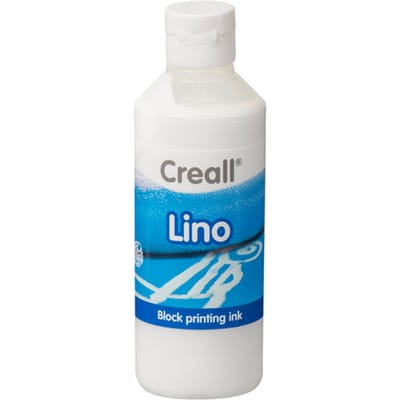 Creall lino blokprintverf wit 250ml - acrylverf voor linoleum en hout.