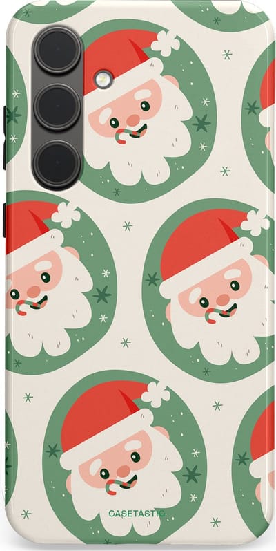 Casetastic hoesje geschikt voor Samsung Galaxy S24 Plus - Dubbellaagse bescherming - Zuurstok Groen Witte Kerstman - Fashion Case - Wit Saliegroen Crème Terracotta