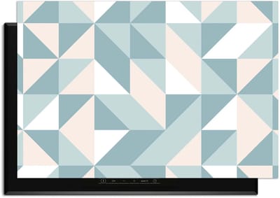 KitchenArt - Pastel Triangles – Inductie Beschermer - 78x52 cm - Kookplaat Beschermer - Luxe Afdekplaat Inductieplaat - Anti-slip & Oprolbaar - Beschermmat Inductiekookplaat
