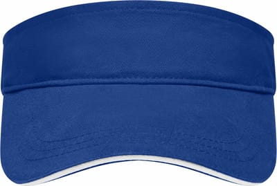 Zonneklep uni kleuren 47 cm - zonnehoedjes voor volwassenen kobalt/wit