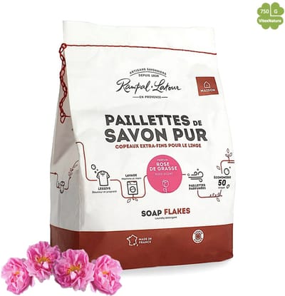 Marseille zeepvlokken rozen geur 750g | Rampal Latour | Zuinig Ecologisch Milieuvriendelijk Hypoallergeen | Zonder conserveermiddel