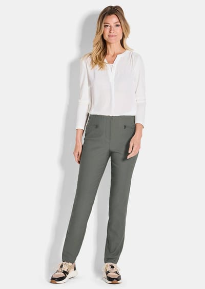 Smalle bengaline broek LOUISA, aan de binnenkant geruwd - kaki - Gr. 38 van Goldner Fashion