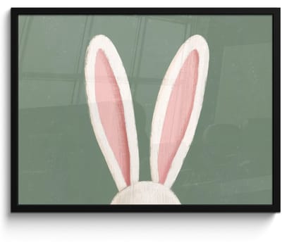 Poster in lijst - Fotolijst 70x50 cm - Posters - Hazen - Oren - Roze - Posterlijst zwart - Decoratie - Wanddecoratie woonkamer - Muurdecoratie slaapkamer
