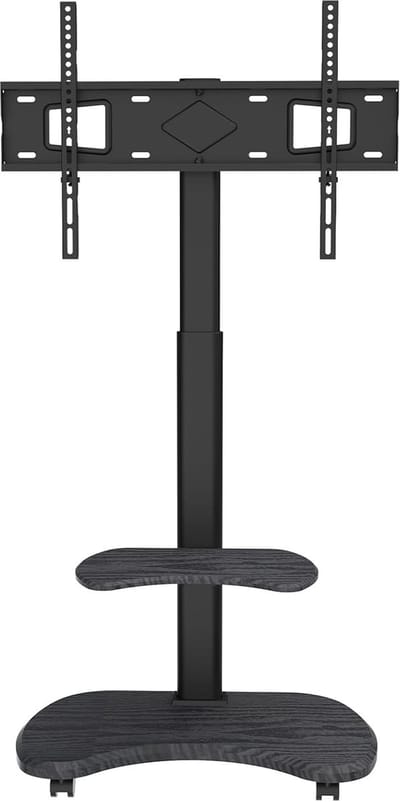 JGS® Verstelbare en Draaibare, Mobiele TV-Standaard met Houten Plank voor 32-70 inch Televisies -