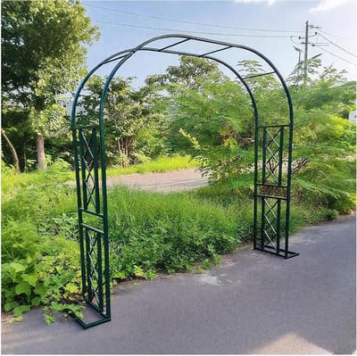 Metalen tuinboog voor klimplanten duurzaam gegalvaniseerd rozenlatwerk bruiloft decor prieel 260 cm breed x 250 cm hoog perfect voor tuinondersteuning en buitenevenementen