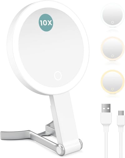 Make-upspiegel met verlichting - Reisspiegel met 10-voudige vergroting