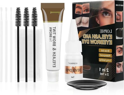 Bruine Wenkbrauwverf en Wimperskleur, Snelle en Eenvoudige Starter Kit voor Volle Wenkbrauwen en Wimpers, Langdurige Volume Effecten met Vezels