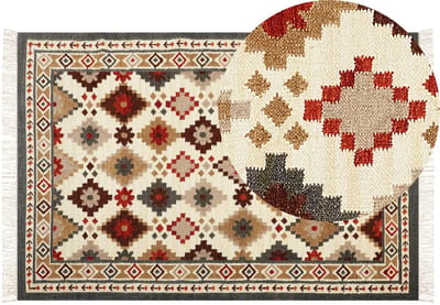 GHUKASAVAN - Kelim vloerkleed - Mosterdgeel - 200 x 300 cm - Wol