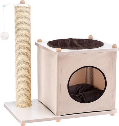 Ferplast Kattenhuis Yoshi 58 X 38 X 64,5 Cm Hout/fluweel Naturel