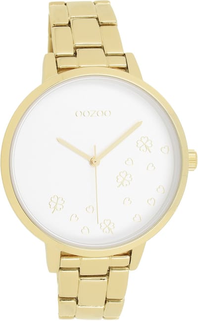 OOZOO Timepieces - Goudkleurige horloge met goudkleurige roestvrijstalen armband - C11122
