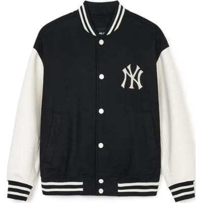 MLB SS24 New York Yankees Logo Patch Drop Shoulder Knopen Vest Baseballjack Unisex jassen Zwart 3AJPV0541-50BKS M white