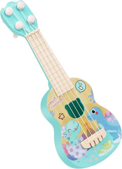 Ukelele Gitaarspeelgoed - Kindergitaar Muziekinstrument - Muziek Leren - Afgeronde Hoeken - 27 x 12 x 5 cm - Dinosaurus patroon