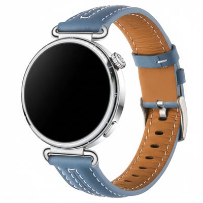 Leren bandje - geschikt voor Garmin Venu 2s / 3s / 4 (41mm) / Vivoactive 4s / Forerunner 255s / 265s - Huawei Watch GT 5 Pro - 42mm / GT 6 / GT 5 / GT 4 - 41mm - stiksels - blauw