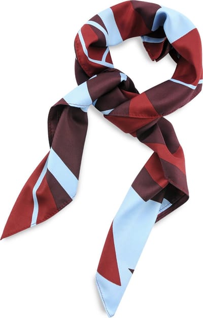 JB Collection - Sjaals - sjaal patroon aubergine lichtblauw vierkant - aubergine / bordeaux rood / lichtblauw