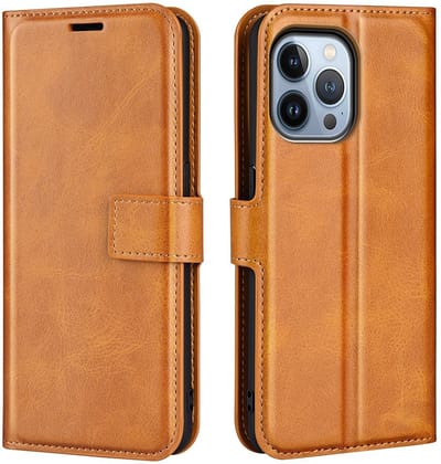 Coverup Hoesje - Geschikt voor iPhone 14 Pro Hoesje - Coverup Deluxe Book Case - Bruin