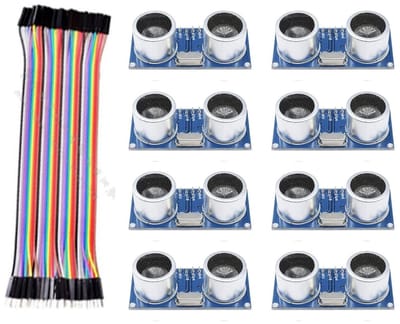 Set van 8 ultrasone afstandsmodules, geschikt voor Arduino, robotica en IoT-toepassingen, ondersteunt 3.3-5 V voeding