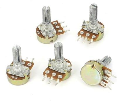 Draaibare Potentiometer - Variabele Weerstand - Elektronica Aanpassen - Lineaire Taper - 10K Ohm - Metaal
