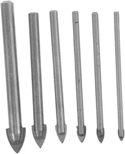 Glas en tegelboor - Keramische boortjes - Gaten maken - Metalen constructie - 6 stuks - Zilver