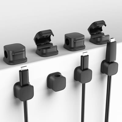 8 stuks magnetische snoerclips - snoerorganizer voor bureau, auto en nachtkastje - USB-oplaadsnoerclips (zwart)