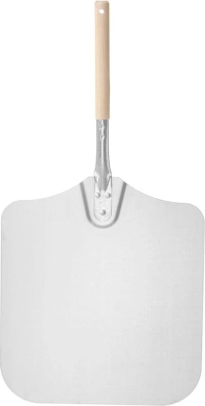 HENDI Vierkante pizzaschep – korte houten handgreep – aluminium – 305x660 mm – hittebestendig