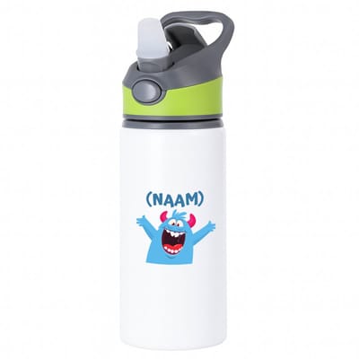 Hacebo® - Blauwe monster waterfles met rietje groen - Monster - kinderen - leuk cadeau voor mijn kind - verjaardagscadeau - kado - gift - vriendelijke monster - water fles - 650ML