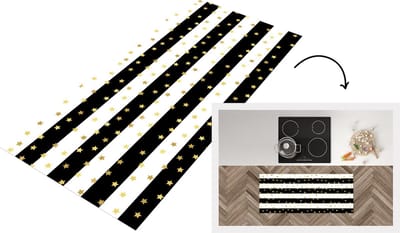Keukenloper - Loper keuken - Sterren - Goud - Confetti - Patronen - 120x50 cm - Keukenloper vinyl