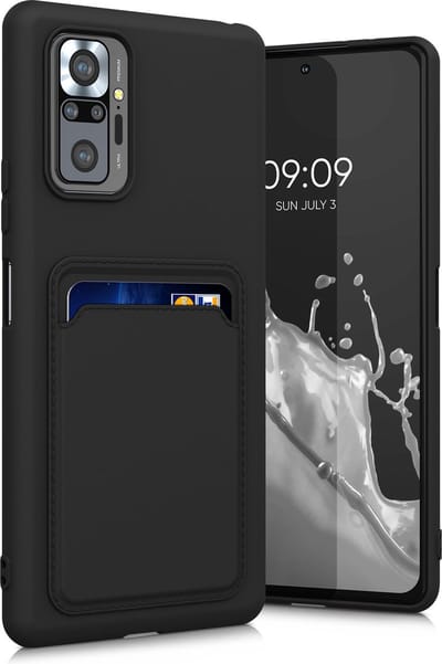 kwmobile telefoonhoesje geschikt voor Xiaomi Redmi Note 10 Pro - Hoesje met pasjeshouder - TPU case in mat zwart