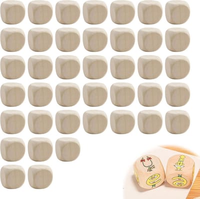 Blanco Houten Dobbelstenen - Houten Kubussen - Doe-het-zelf Knutselen - Afgeronde Hoeken - 20 mm - Houtkleur