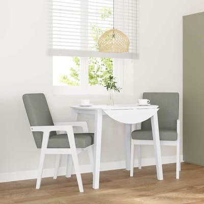 vidaXL - Eetkamerstoelen - met - kussens - 2 - stuks - wit - massief - hout - rubber