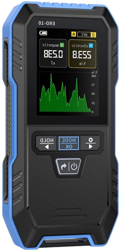 EMF Meetinstrument - Stralingsdetector EF MF RF - Veiligheid Thuis - 3-in-1 Meting - 2.4 inch Kleurenscherm - Zwart