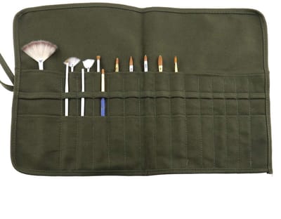 Dailygoods- Borstelhouder 30 Slots - Canvas Rollen - Vlekbestendig - Duurzaam - 48 x 32,5 cm - Geschikt voor schilders - Penseelrol