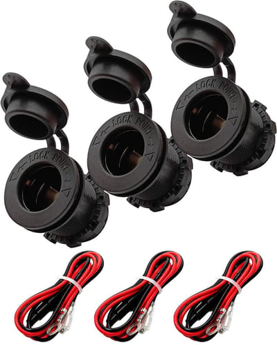ProRide 12V Sigarettenaansteker Stopcontact Inbouw - 12/24V - 10A - Kabel en Zekering - Auto Boot en Camper - 3 stuks