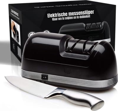 RVV® Elektrische messenslijper - Messenslijper - Messenslijpers - Messenslijper elektrisch - Zwart - 21cm x 11cm x 4cm