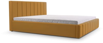 Bed 01 - Gestoffeerd bed met Fluweel Beklede Tweepersoonsbed - 160x200 cm - Elegant en Comfortabel - Donker geel (TRINITY 26)