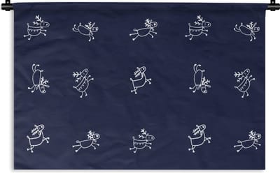 Wandkleed - Wanddoek - Hert - Patroon - Illustratie - 90x60 cm - Wandtapijt