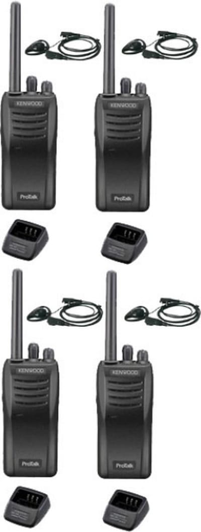 Set van 4 stuks Kenwood TK-3501 PMR446 met D-shape oortje en tafelladers