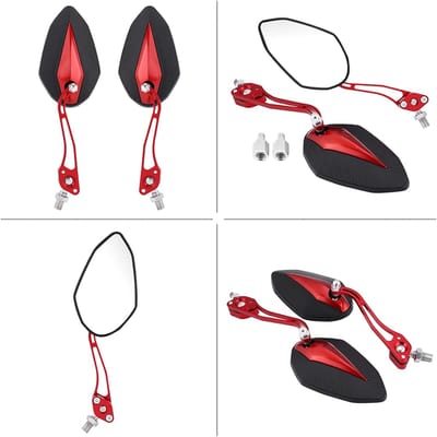 Scooter Achteruitkijkspiegels Set 8mm 10mm Universeel voor Motoren en Scooters - Rood, Stijlvol en Duurzaam