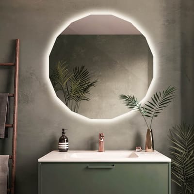 Coloray LED Spiegel Symmetrische Vorm - Wielhoekige LED Spiegel - 50 cm x 50 cm - Badkamerspiegel Wielhoekig LED - Design Spiegel Geometrisch LED - Warm Licht - Symmetrische LED Spiegel - Moderne Wielhoekige LED Spiegel