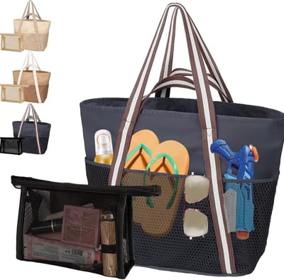 Grote Strandtas voor het Gezin, XL Sporttas met Mini Badtas, Ideaal voor Vakantie, Winkelen en Dagelijks Gebruik