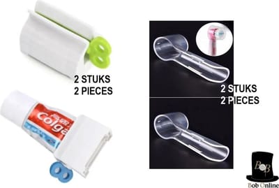 Bob Online™ - 2 Stuks Elektrische Tandenborstel Beschermhoesjes + 2 Stuks Tandpastadispensers – 2 Pcs Electric Toothbrush Covers + 2 Pcs Toothpaste Dispensers – Beschermcovers voor Elektrische Tandenborstel – Elektrische Tandenborstel Covers