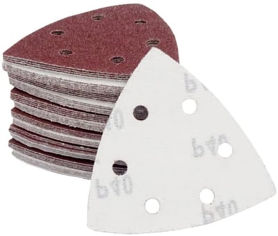 Set van 60 driehoekige schuurpapier 93 x 93 x 93 mm - korrel 40/80/120/180/240/320 - met 6 gaten voor een perfecte afwerking