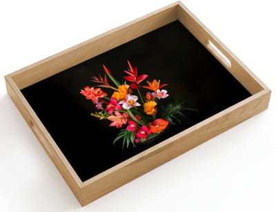 Dienblad hout 40x30 cm - Schootdienblad - Boeket - Bloemen - Exotisch - Borrelplank rechthoek - Plateau dienbladen